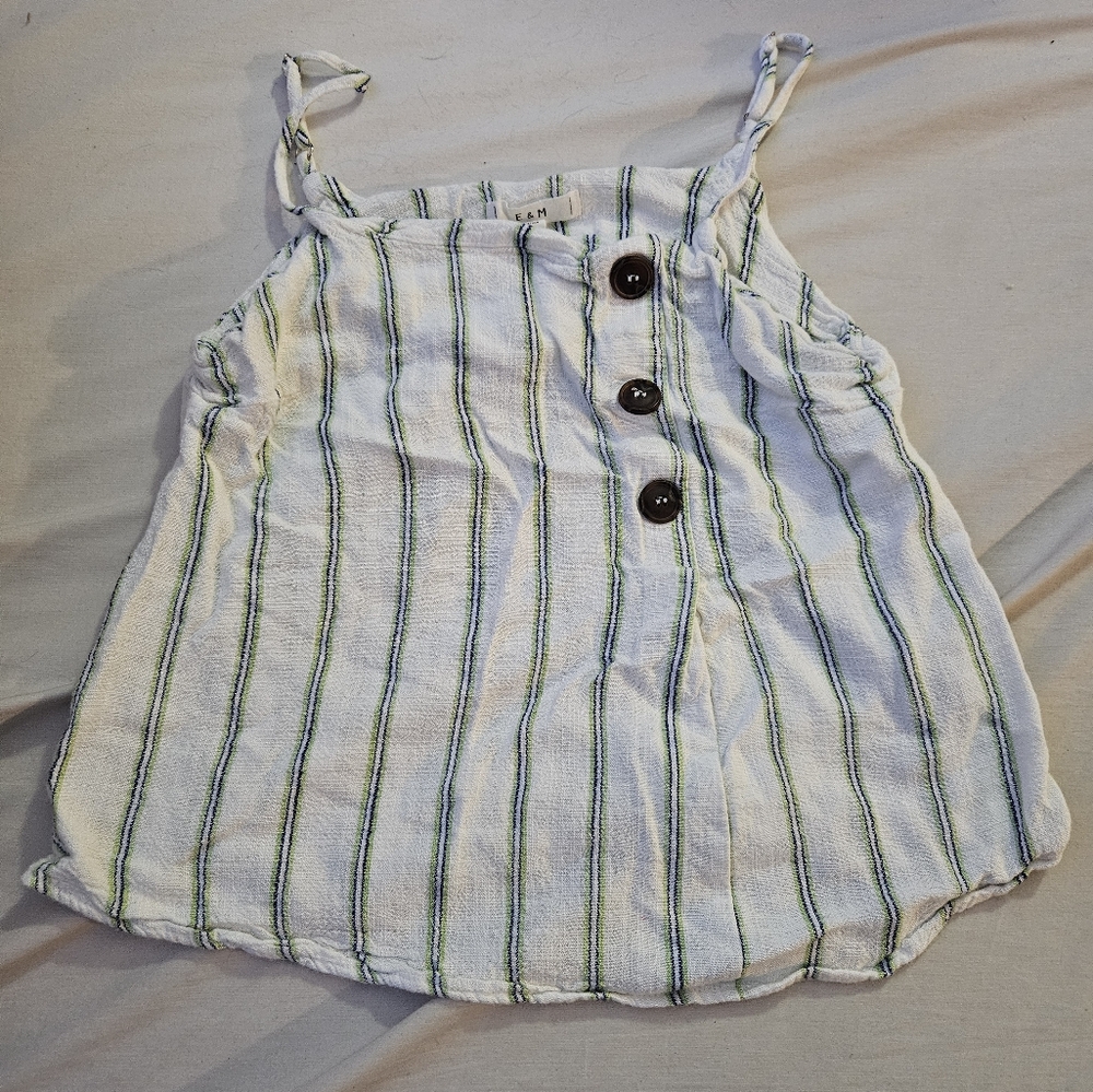 White and green striped tank